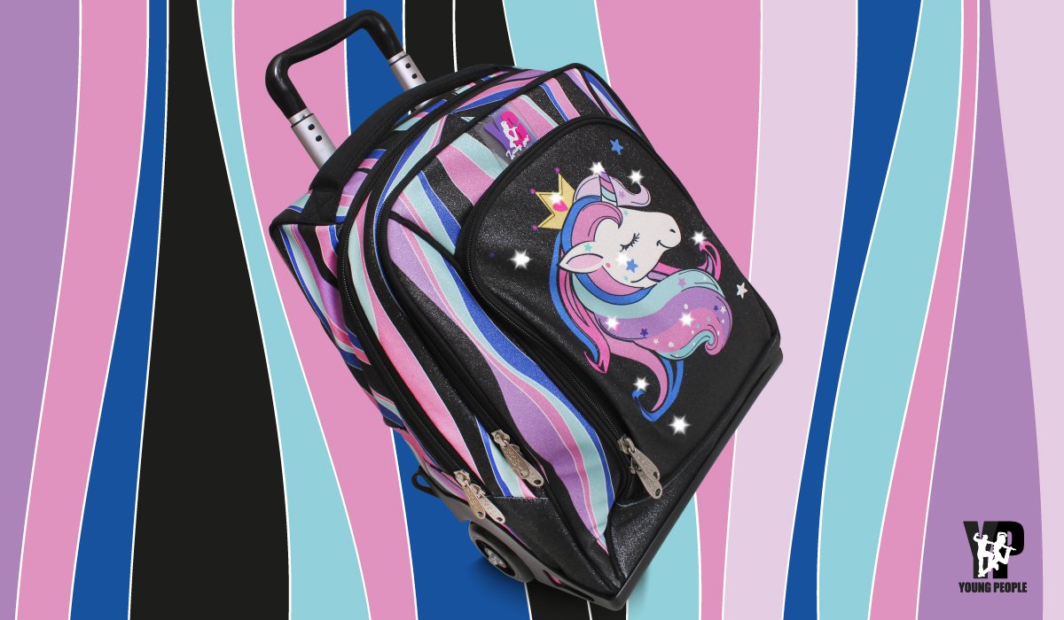 ZAINO DREAM TROLLEY CON LUCI YOUNG PEOPLE - UNICORN