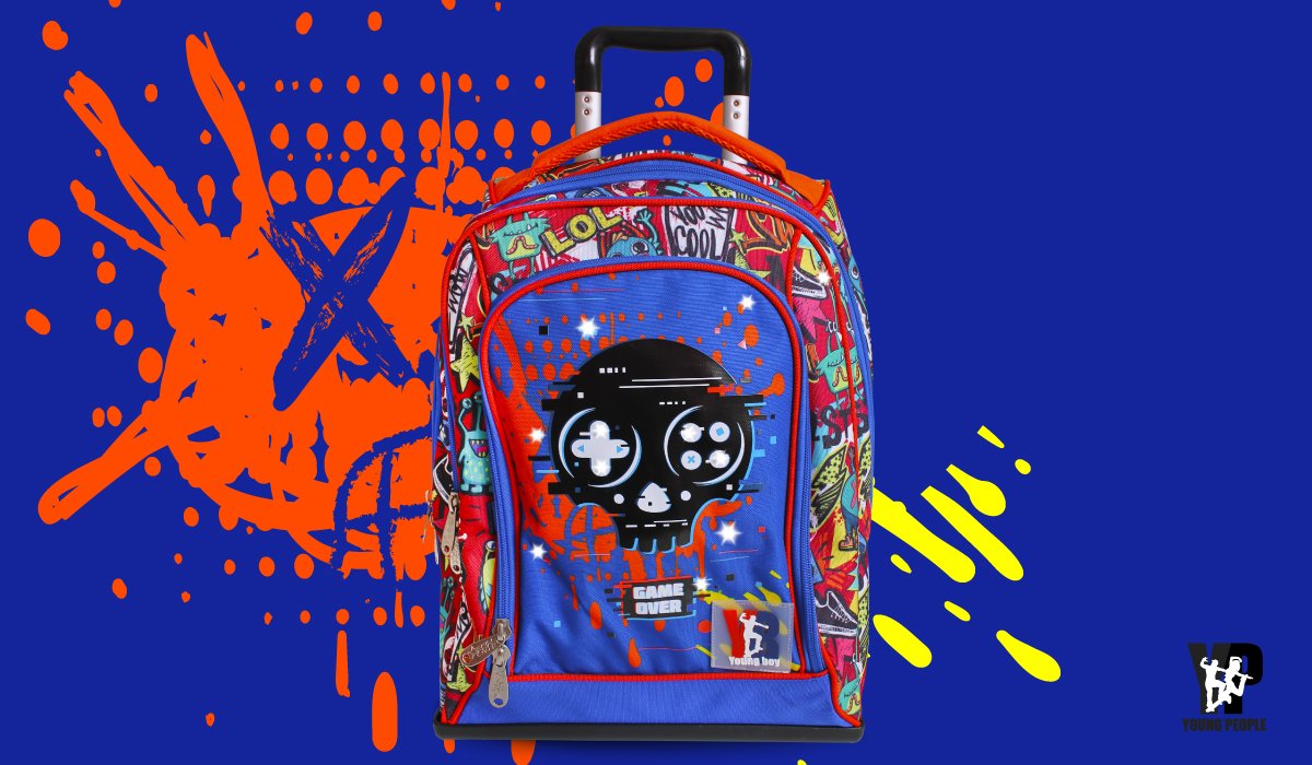 ZAINO DREAM TROLLEY CON LUCI YOUNG PEOPLE - SKULL