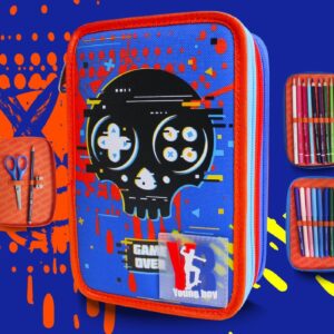 ASTUCCIO 3ZIP YOUNG PEOPLE - SKULL BLU